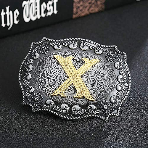 Image of HUABOLA CALYN Belt Buckle Men, Western Cowboy Rodeo Small Alphabet Letter ABCDMRJ to Z Initial Belt Buckles for Women