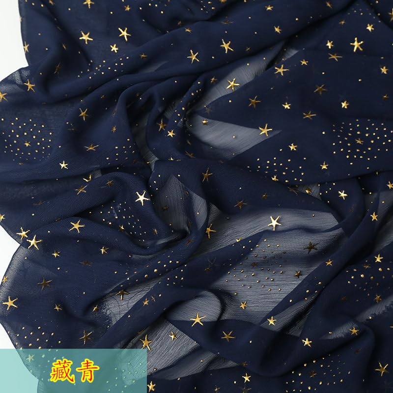 Tissus Couture Matériel bronzé de tissu mousseline soie crêpe modèle léger d'étoiles for coudre la robe(150cmx5M)