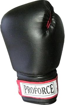 قفازات الملاكمة Gungfu ProForce Leatherette - أسود مع نخيل أحمر / 16 أونصة.