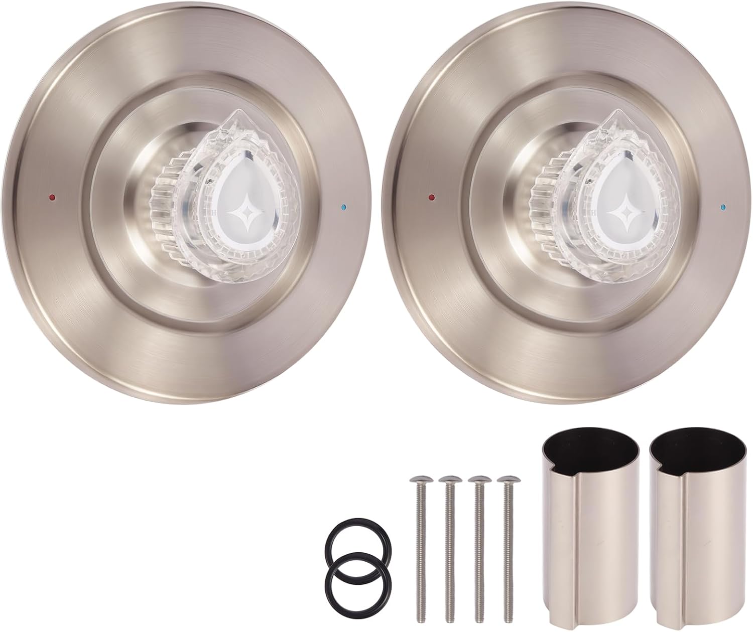 2 Set Tub and Shower Trim Kit Compatible with Moen Chateau T470 Single Handle Tub shower Standard Valve, Includes Screws Tubes and Handles Shower Faucet Trim Kit (2 Set,Brushed Nickel)