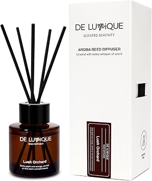Lush Orchard Scent Aromatherapy Diffuser Reed Diffusers for Home with Apple, Orange Long-Lasting Essential Oil Scent 50ml