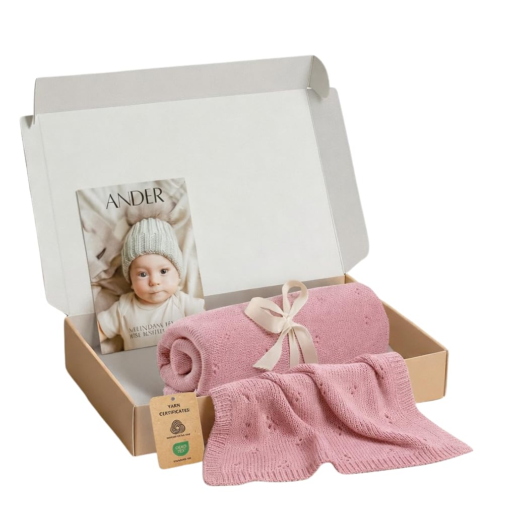 ANDER Manta Lana Merino Apollo - Manta Peluche niños 75cm x 100cm - Manta Peluche bebé Colores Rosa empolvado - Accesorios bebé cómodo y Seguro