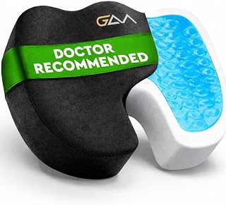 Gel Enhanced Seat Cushion, Non-Slip Orthopedic Gel & Memory Foam Coccyx Cushion for Tailbone Pain - Office Chair Car Seat Cushion, Ergonomic for Healthy Posture Long Sitting & Back Pain Relief, Black