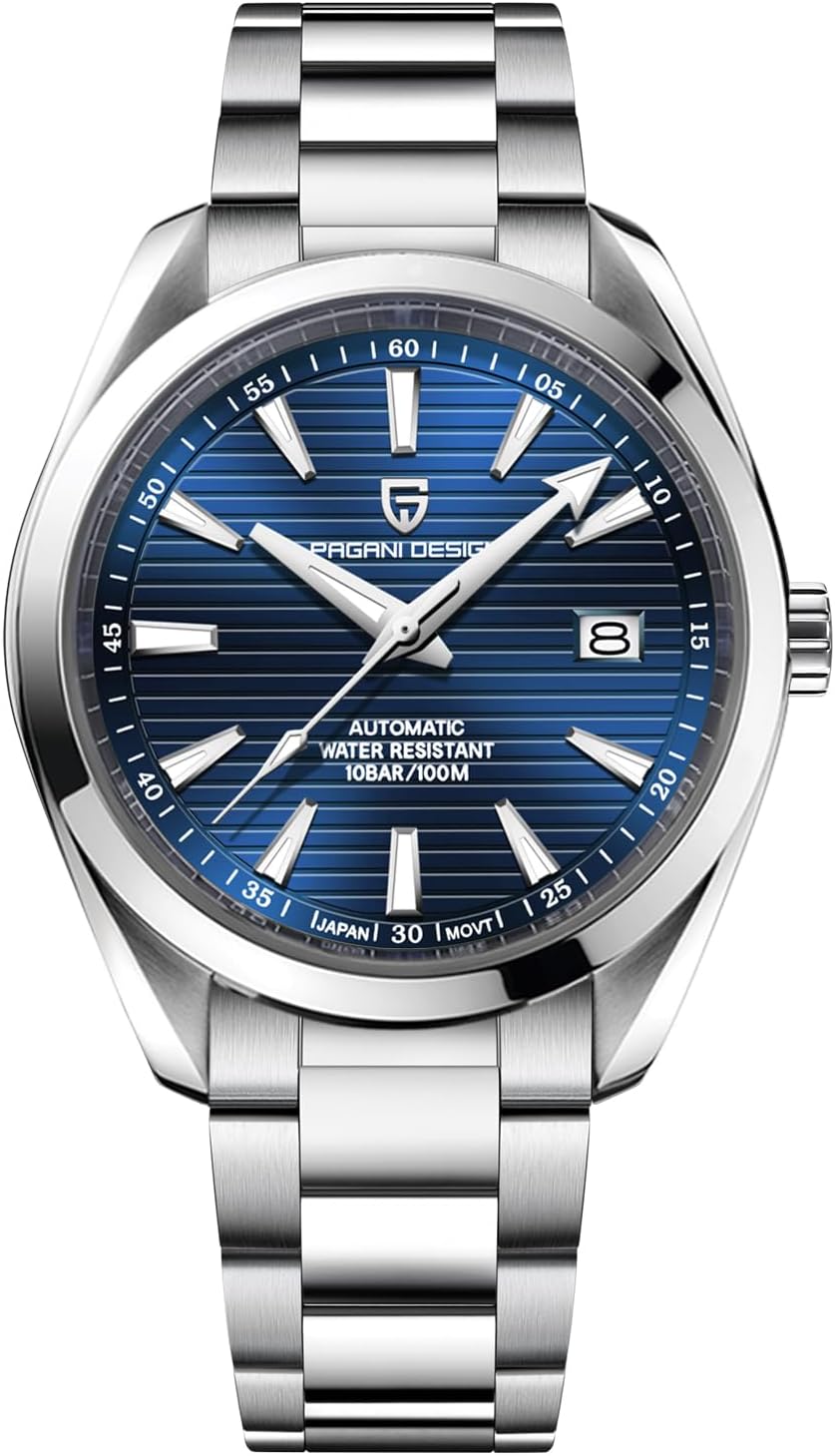 Pagani Design Men's Automatic Watch Japan NH35 Movement Sapphire Glass Stainless Steel Bracelet 100 Metres Waterproof Sports Watch