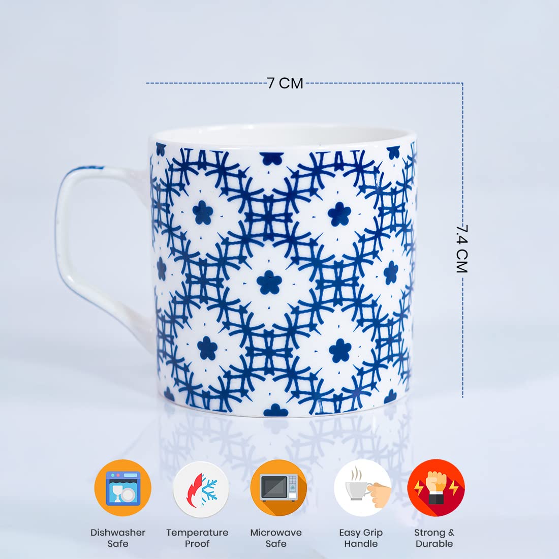 StarAndDaisy Ceramic Coffee Mug | Set of 6 | Handcrafted Design Bone China Tea Cups | Stackable, Chip Resistant, with Handles- 150ml (CM - 310) 3