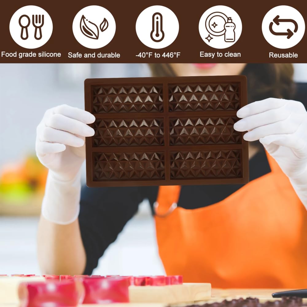 Silicone Chocolate Mould Candy Moulds, Silicone Chocolate Bar Mould,6 Cells Rectangle Triangle Diamond Shape,Ice Cube Tray Soap Wax Melt Molds,Christmas Chocolate Gift DIY - Image 2