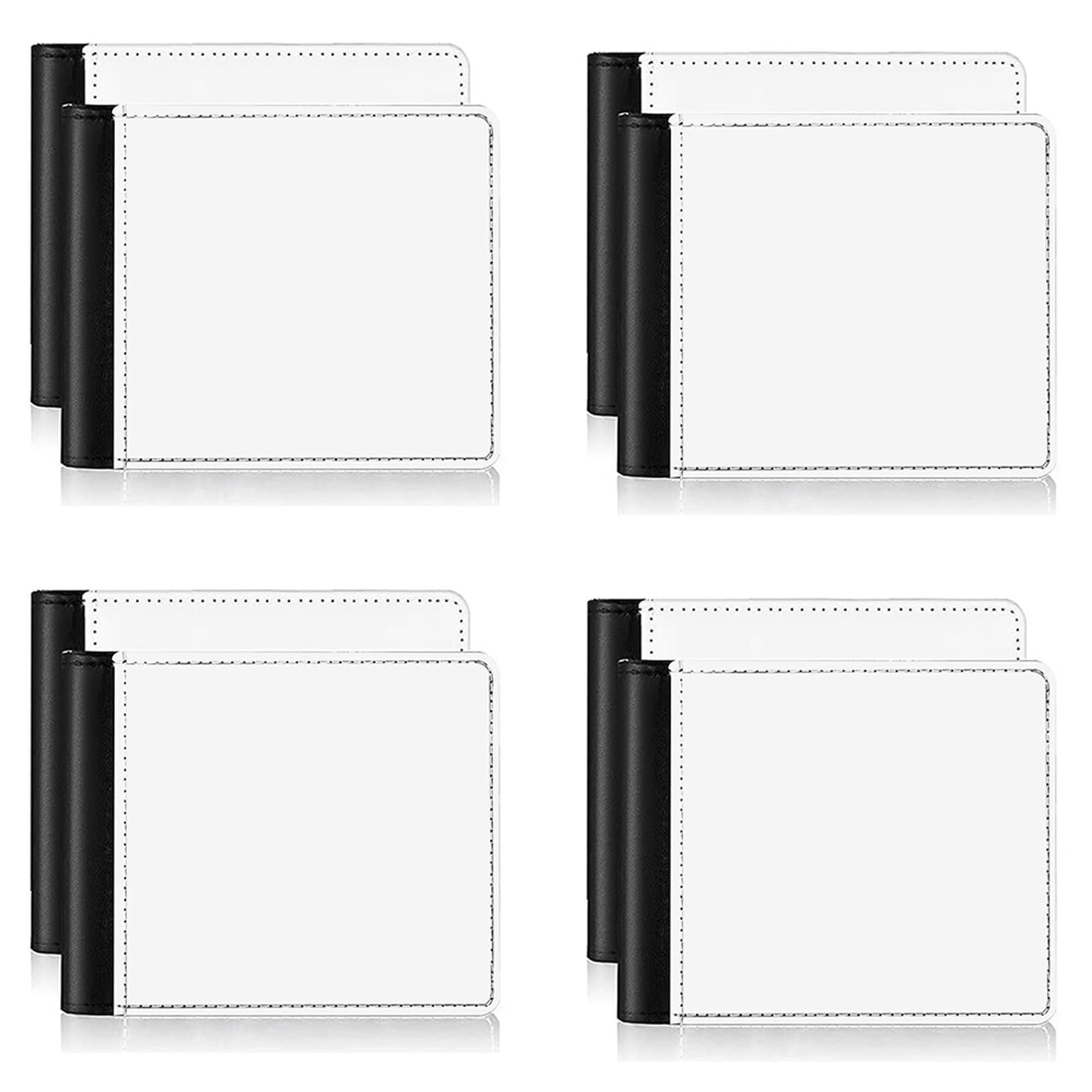 Jnchdghwa Men's White Black 8Pack Sublimation Wallet Leather Blank Heat Transfer Sublimation Wallets Bank For Gift Travel