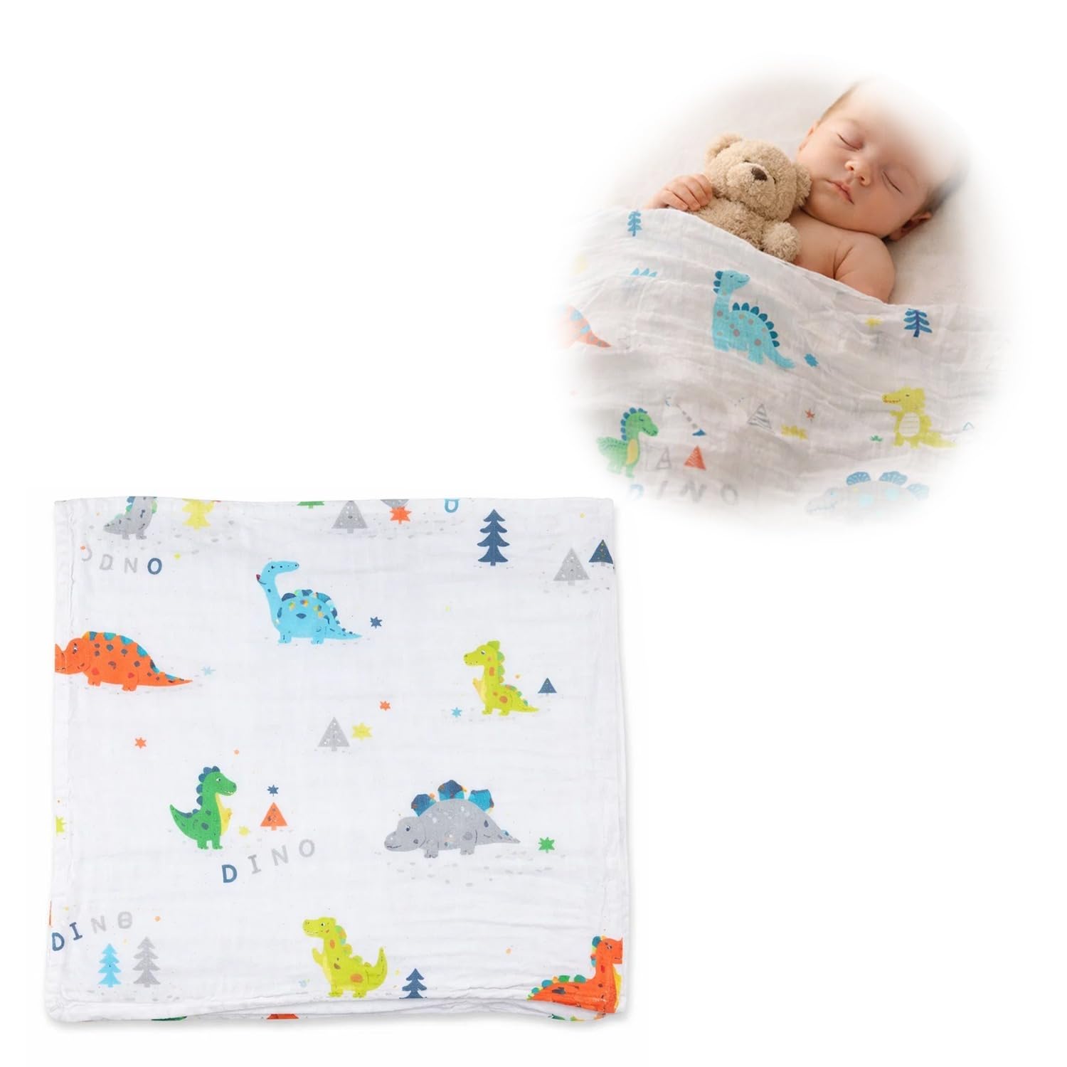 BabyGo Muslin Cotton Baby Blanket for Newborn | Soft Breathable Swaddle Wrap & Baby Wrapper | Lightweight for Kids (0–3 Years) | Multicolor | Size 103 x 99 cm | Pack of 1-picture-31