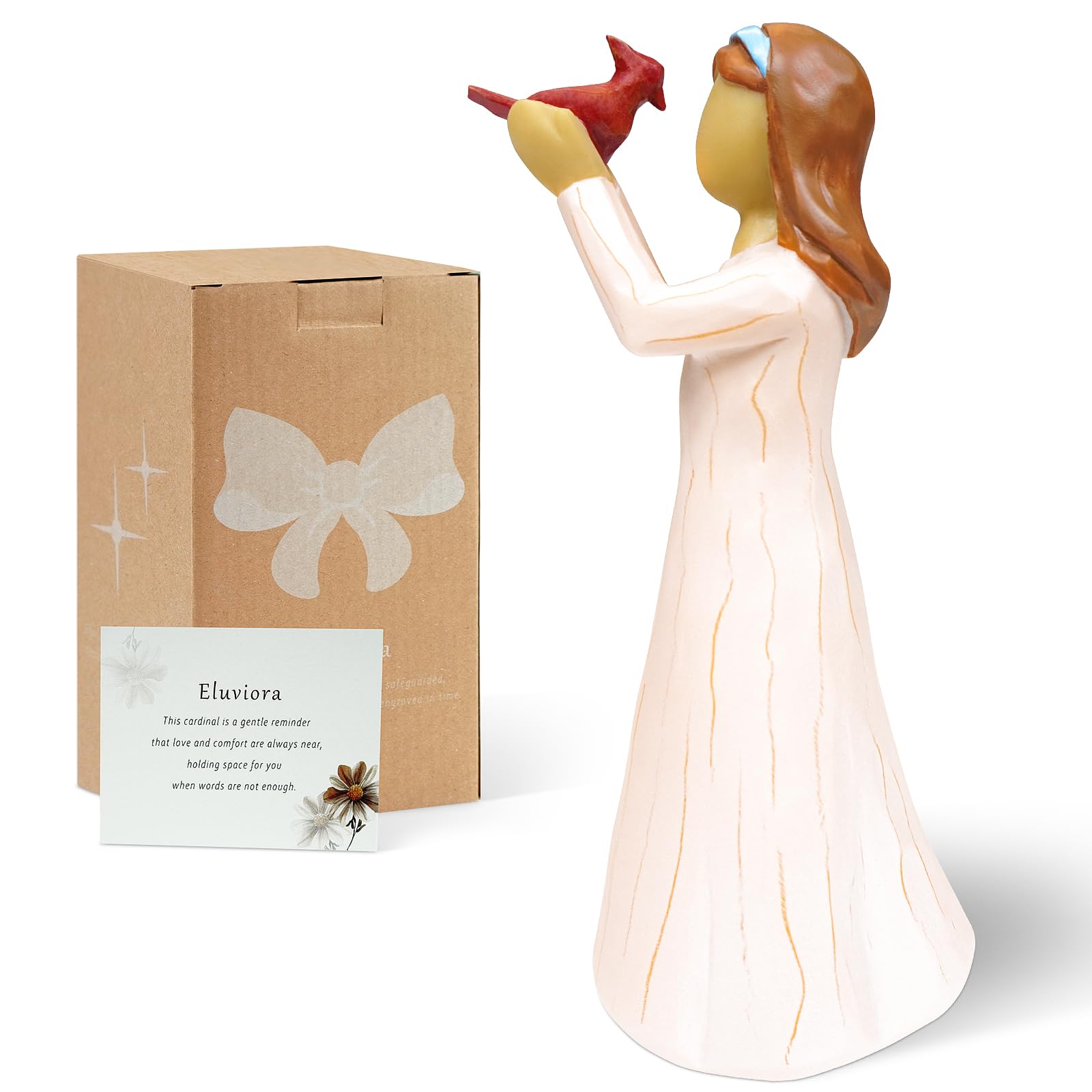 Eluviora Sympathy Gifts for Loss of Loved One: 5.5" Cardinal Gifts for Women - Sympathy Gift for Loss of Mother Baby - Hand-Painted Bereavement Memorial Gifts f