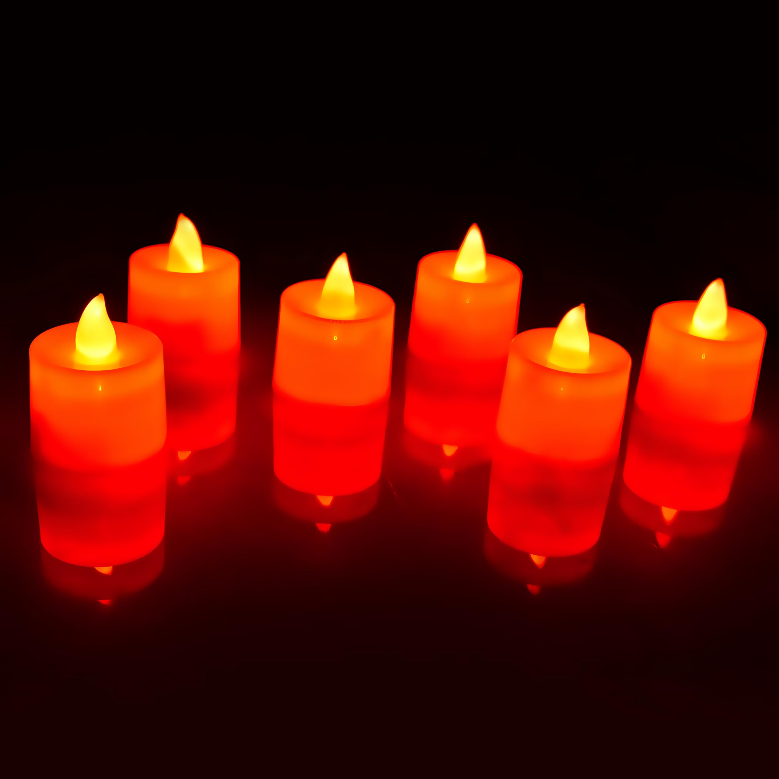 Oblivion 6 Pcs Flameless And Smokeless Decorative Plastic Candles | Realistic Flameless Tealight Candles With Natural Red Light | Perfect For Gifting, Home, Diwali, Christmas, Balcony, Led-image-28