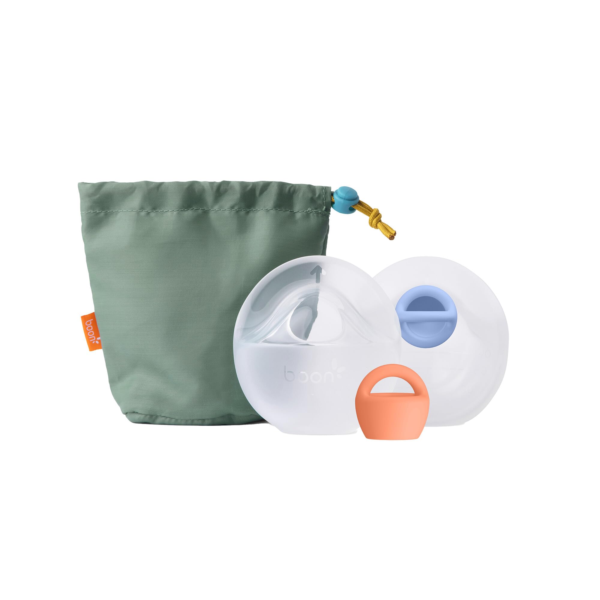 Boon Trove - Extractor de leche manual de silicona - Extractor de leche materna manos libres - Colector de leche materna con bolsa de viaje - 2 unidades