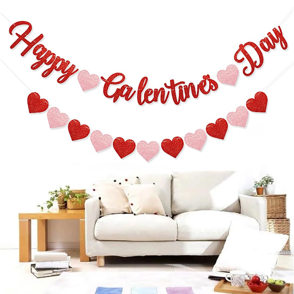 Happy Galentines Day Banner Garland, Galentines Decorations, Heart Banner Garland Decorations for Galentines Day - Image 4