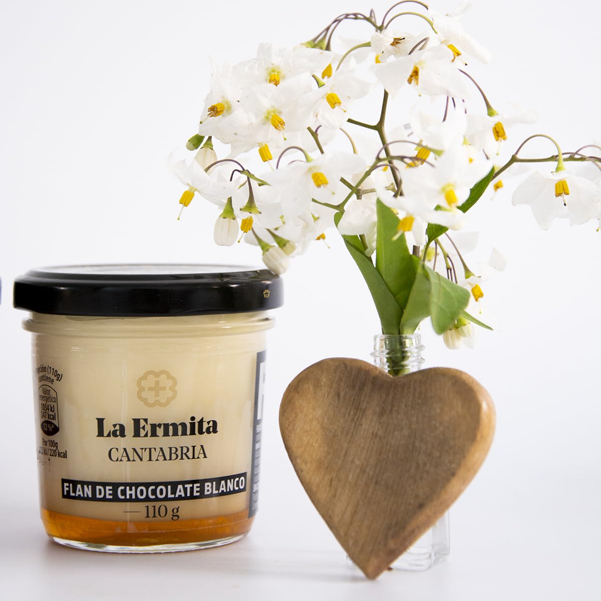 LA ERMITA Flan de Chocolate Blanco, Postre Lácteo Artesanal con Leche, Queso y Cobertura de Chocolate Blanco, Sin Gluten, 110 g (Pack 6 unidades)