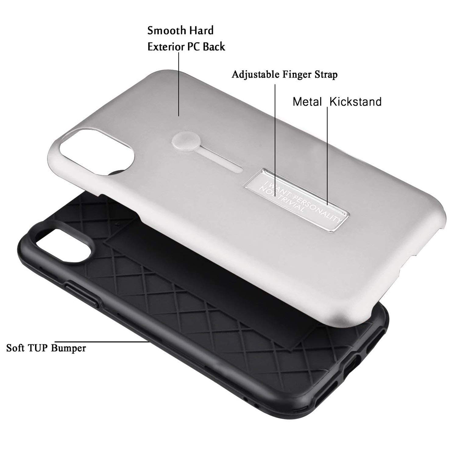 Amazon | Owrora iPhone Xs Maxケース 指ストラップケース 指リング