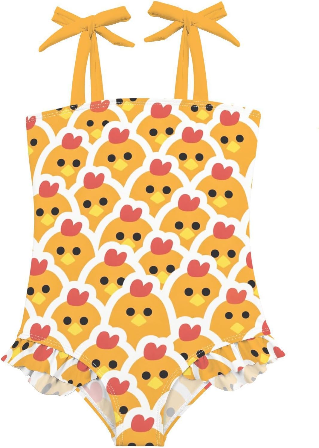 visesunny Toddler Girl Swimsuit Adjustable Strap Swimwear Orange Chicken Cute Design Bathing Suits for Girls 18M-6Y