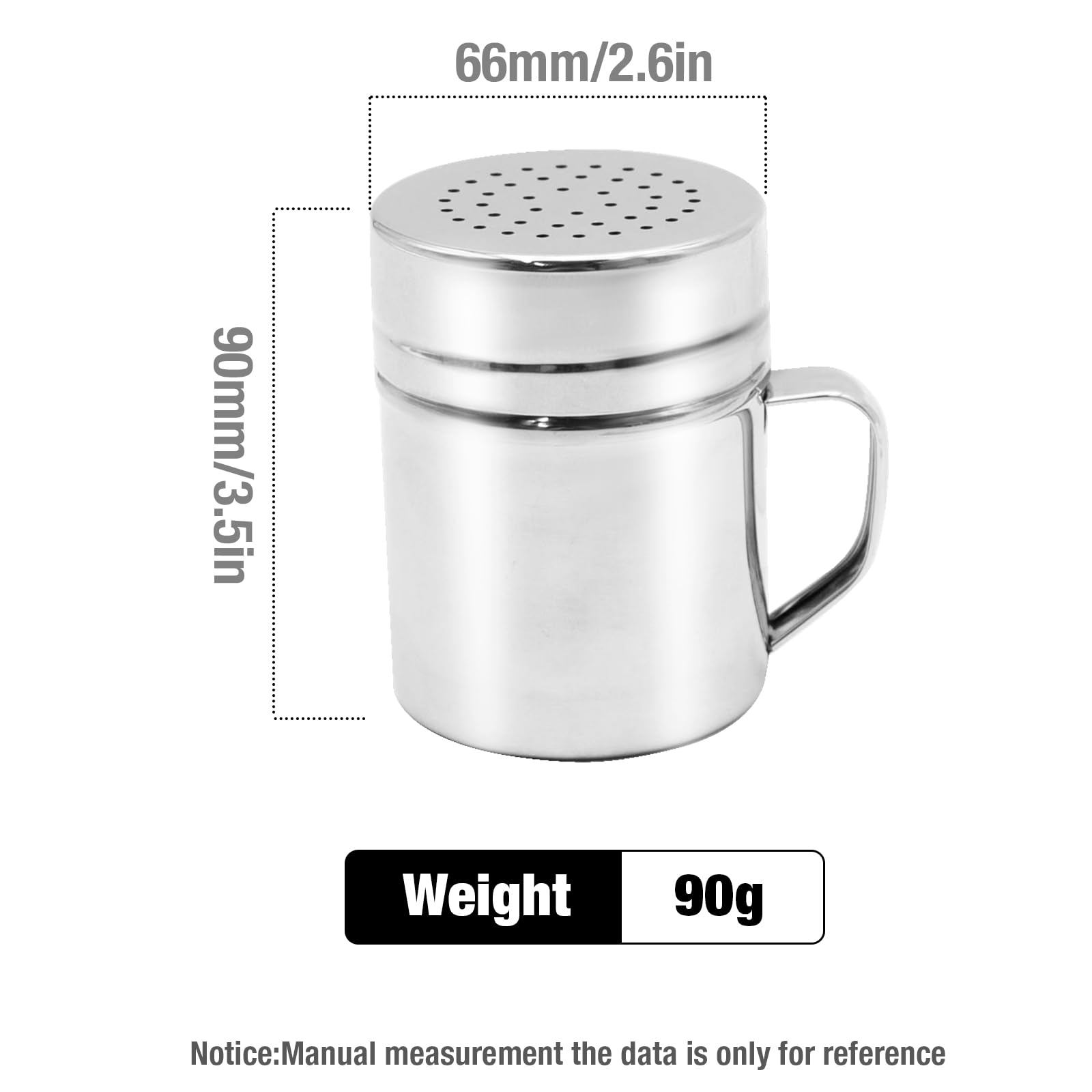 Shaker Per Polvere In Acciaio Inox - Setaccio Per Farina, Zucchero, Cacao, Design Fine E Compatto - Foto 4