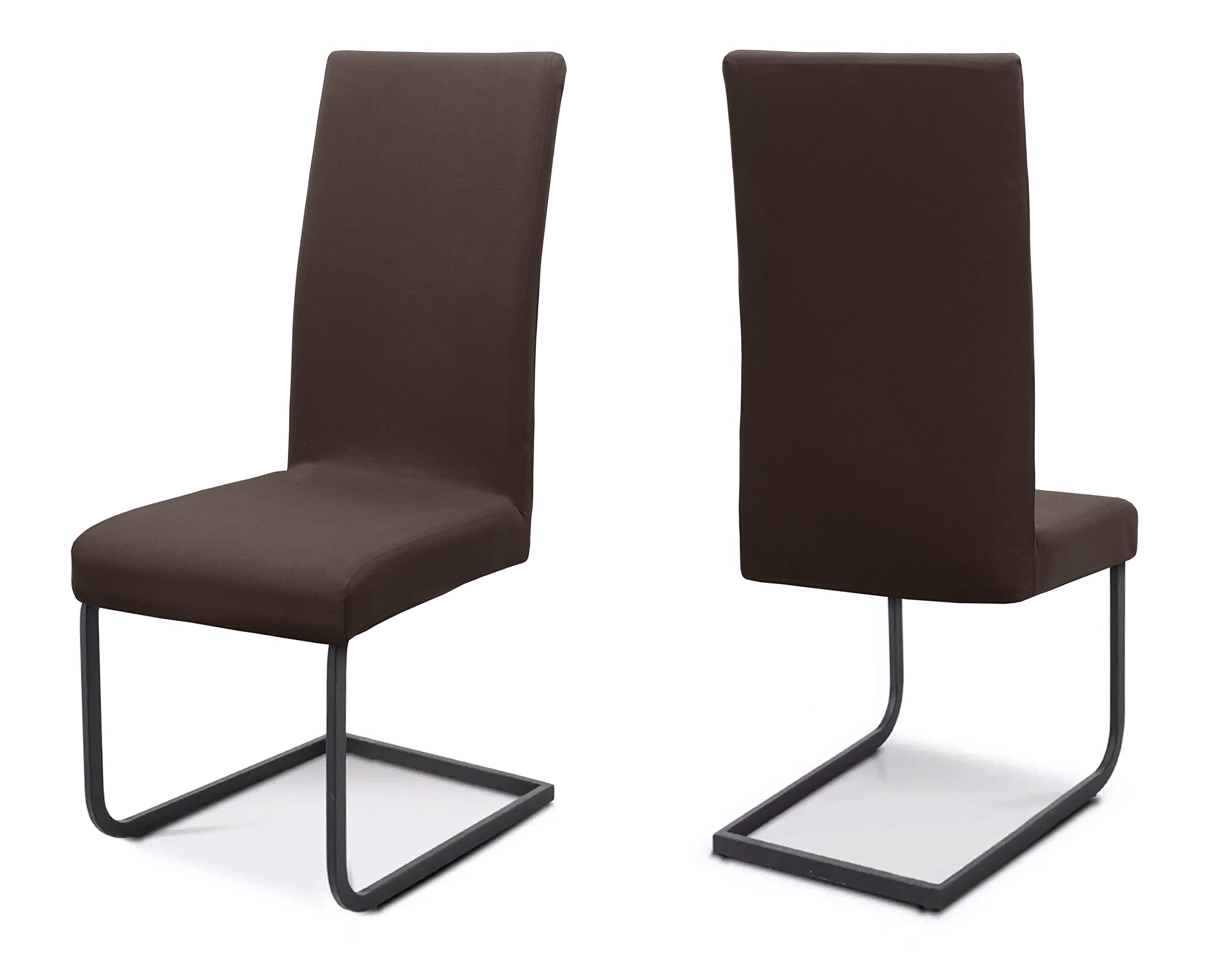 BEAUTEX Stuhlhussen Sets, elastische Stretch Husse Jersey Baumwolle Sitzbezug für Stuhl - 2er Set, Farbe: Dunkelbraun