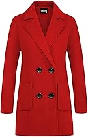 Vista 3 de chouyatou - Abrigo elegante cruzado de mezcla de lana para mujer, cuello con doble solapa de muesca