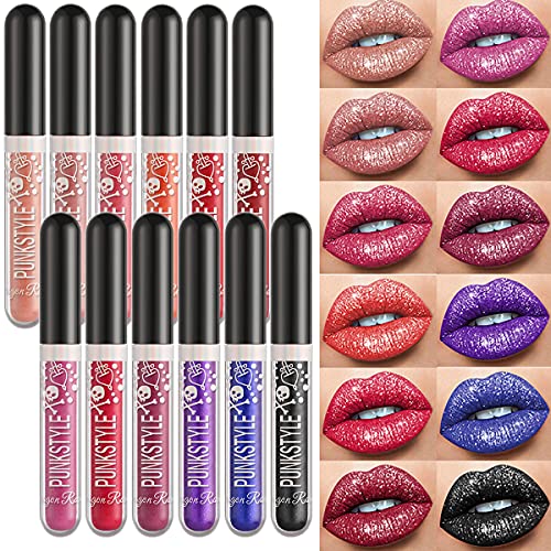 Skynest 12 Couleur Set Rouge à Lèvres Brillant Liquide Mat Longue Tenue Waterproof Shimmer Matte Liquid Lipstick Nude