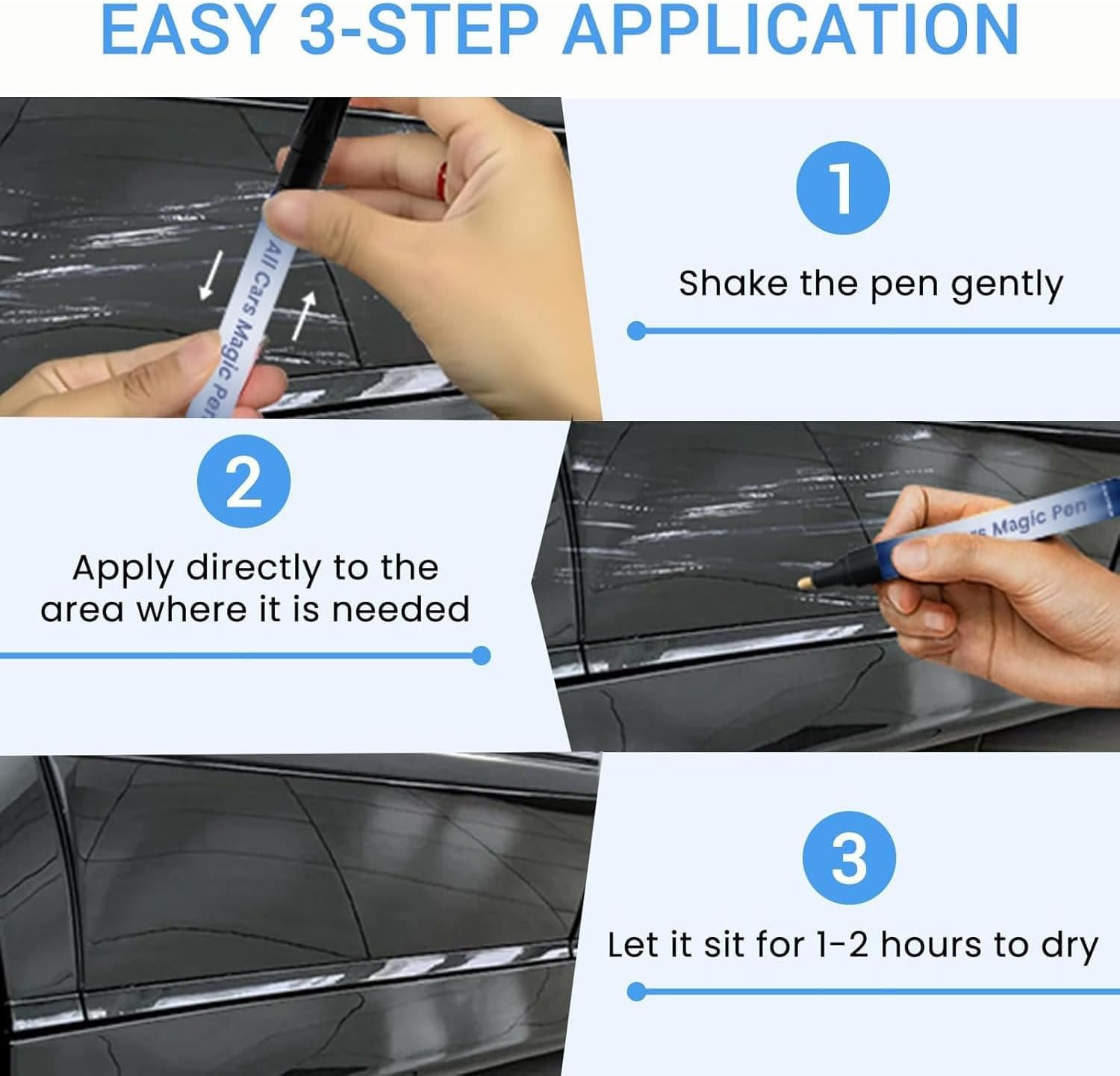 Kurhuxtn All Cars Magic Pen, 2 PACKS Magic Car Scratch Removal Pen, Car Scratch Remover, Efficient and Durable, Suitable for All Types of Scratch — view 5