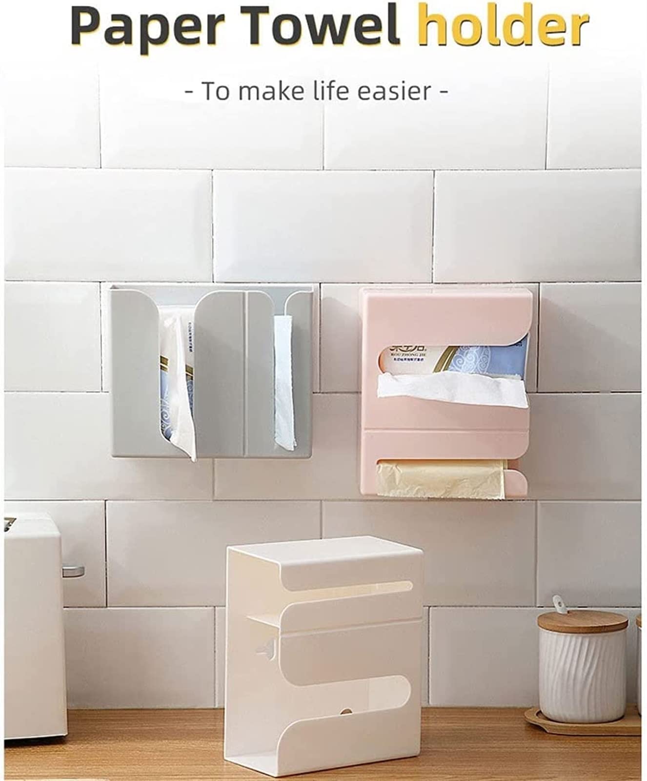 Portarrollos de papel higiénico Portarrollos de papel higiénico for baño, caja de pañuelos multifunción montada en la pared, sin perforaciones, soporte for papel higiénico, accesorios de baño, estante