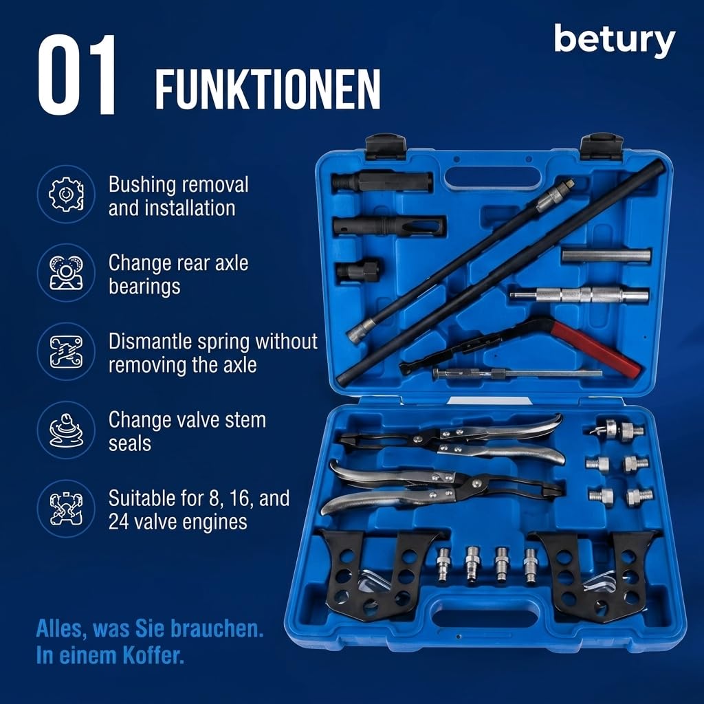 25-TLG Druckluft Ventilfederspanner Set | Ventilschaftdichtung Werkzeug & Ventilfederspanner Werkzeug kfz | Ventil Werkzeug Universal für 8V 16V 24V Motoren Motoreninstandsetzung