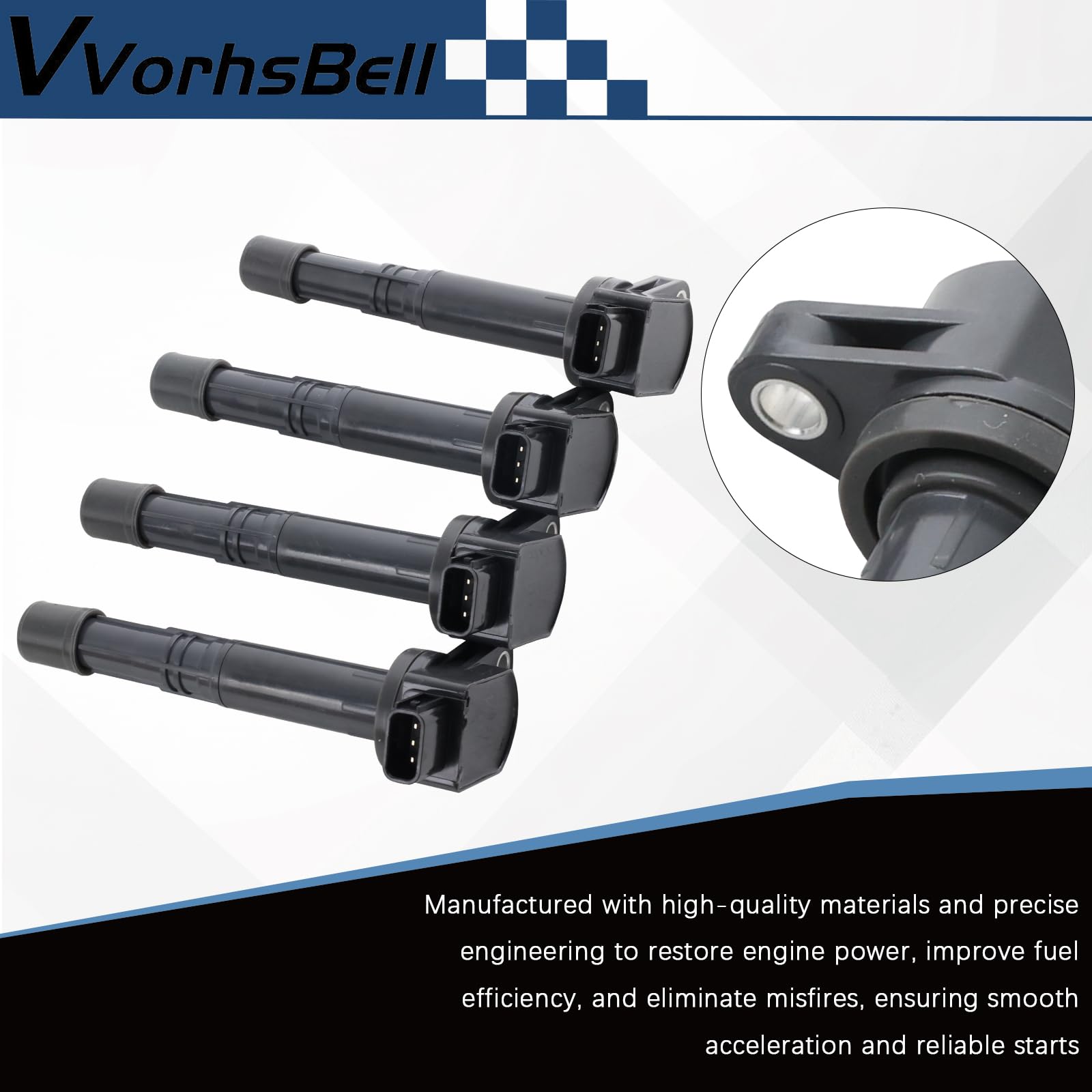 Set di 4 bobine di accensione compatibili con Acura CSX RSX Honda Accord Civic Si CR-V Element S2000 2002-2011 Motore L4 2,0L 2,2L 2,4L sostituisce 30520-PNA-007, 099700-115, 30520-RRA-007