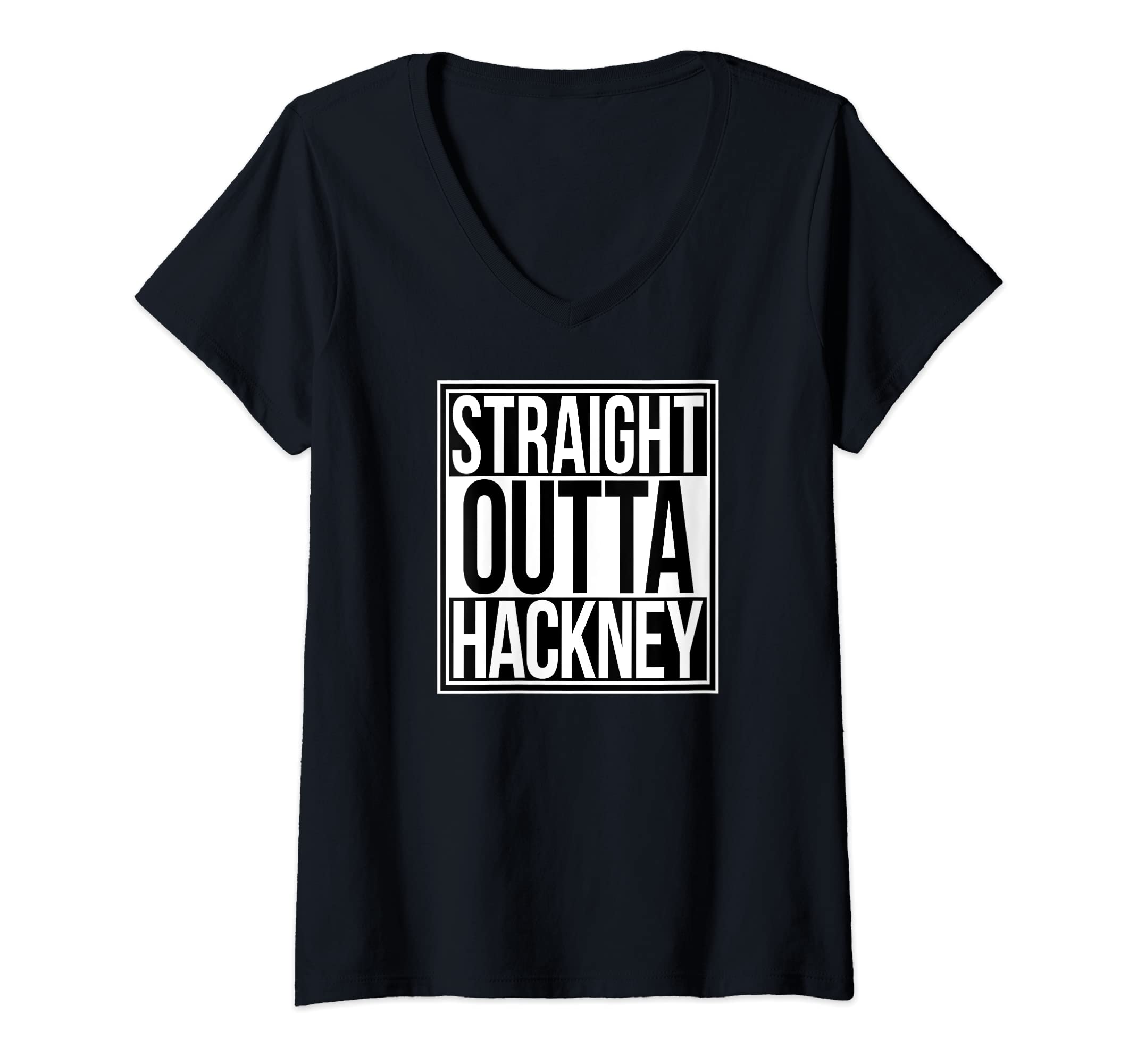 Womens Straight Outta Hackney V-Neck T-Shirt