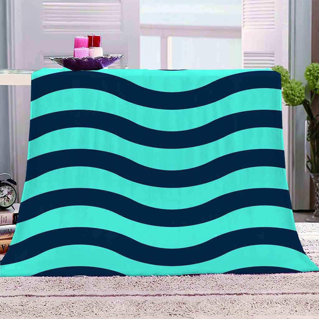 Couverture impression 3D douce et chaude motif lignes bleues