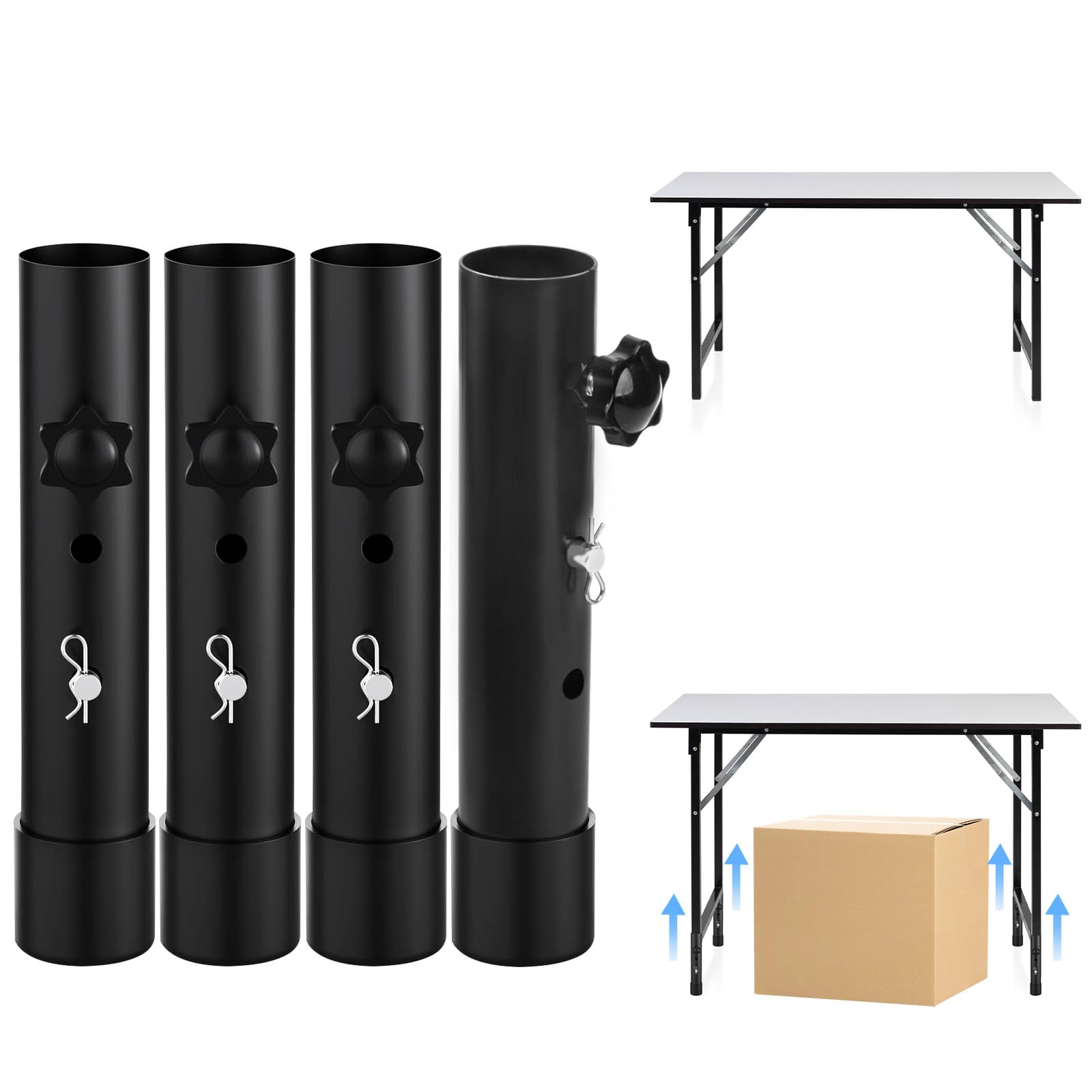 4 pcs table leg extenders for folding tables,folding table legs for straight and curved legsadjustable height increasing table legsiron pipe table legs(7.8 in)