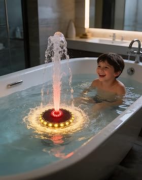 Bath Fountain for Kids, Bath Tub Fountain, Solar Powered Floating Bathtub Water Spray with Colorful LED Lights, 8 Spray Modes for Bath, Pool & Tub Ambiance