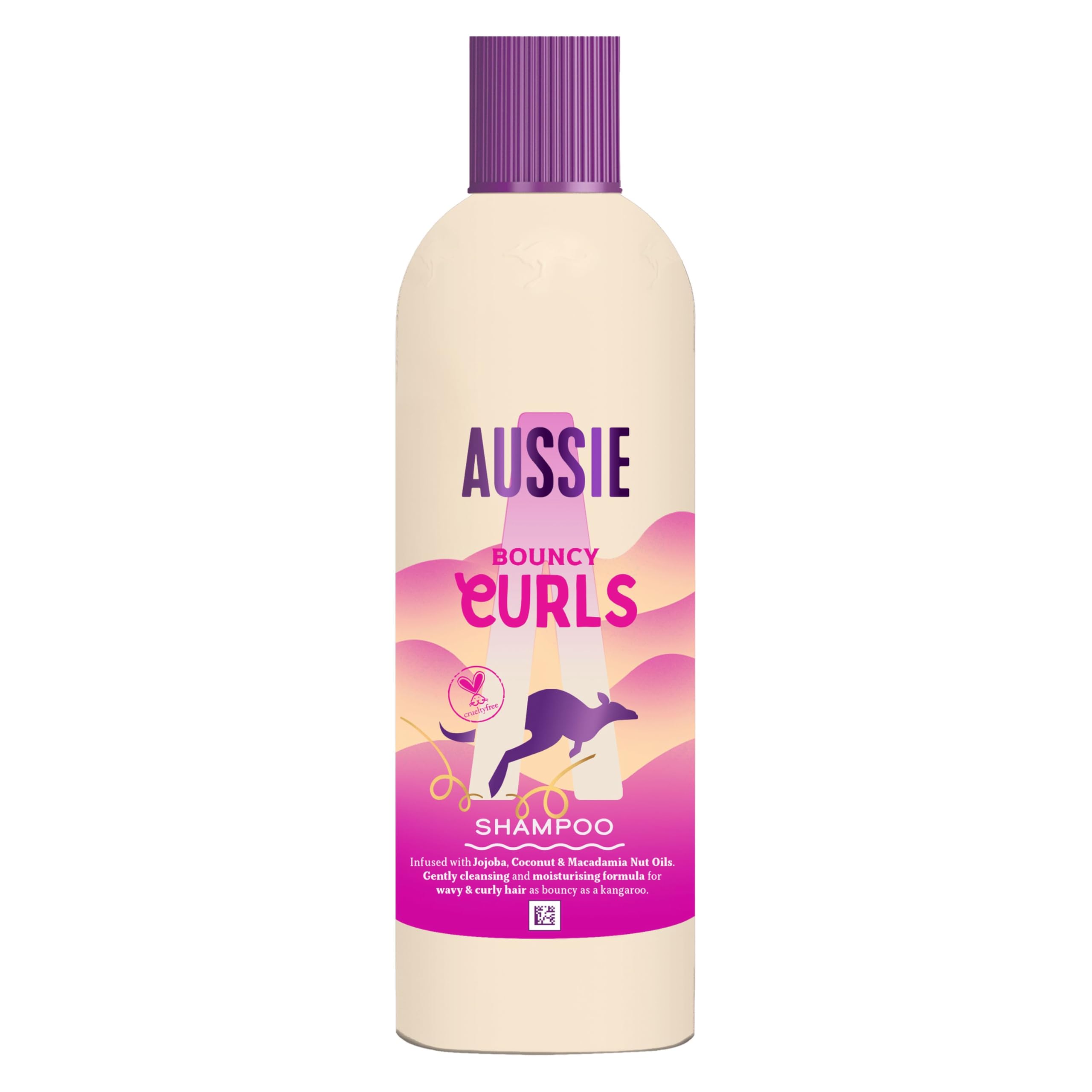 Aussie Bouncy Curls Shampoo 300ml Gently Cleanses and Moisturizes for Wavy and Curly Hair with Jojoba, Coconut and Macadamia Oils, Silicone-Free