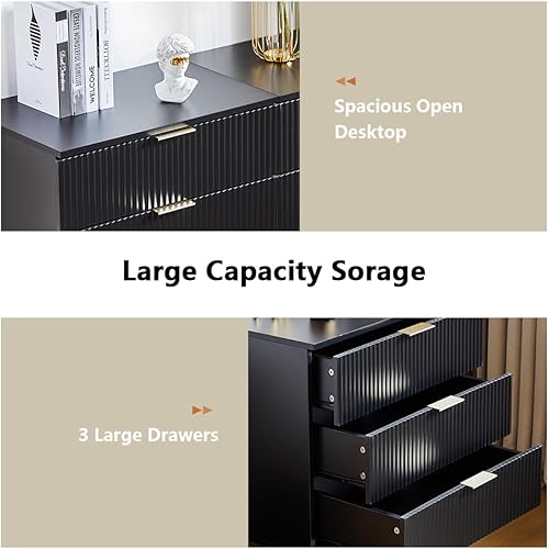 Miniatura 5 de Cómoda moderna Mid-Century de 3 cajones, cómoda de 3 cajones para dormitorio, unidad organizadora de almacenamiento moderna con patas de madera,