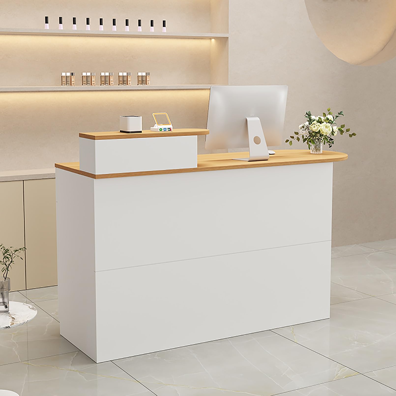 Amazon.co.jp: 受付カウンター レ木製のレセプショ レジ係カウンター