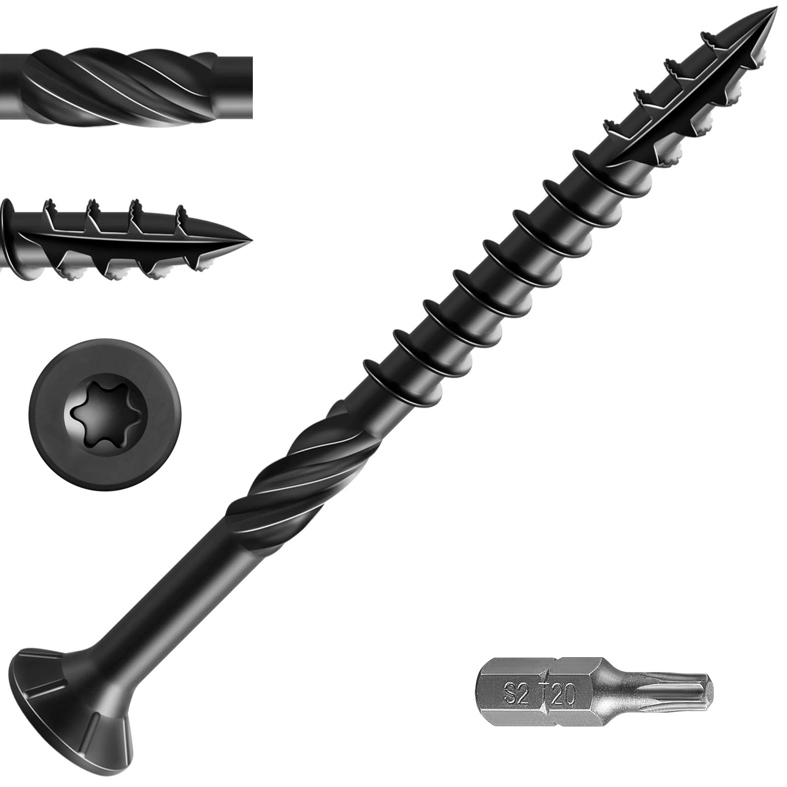 Photo 1 of Wensilon #10 * 3" Black Deck Screws, (137pcs) 2 lbs.Exterior Wood Screws, Rust Resistant epoxy Coated, Bronze, T25 Star Bit
