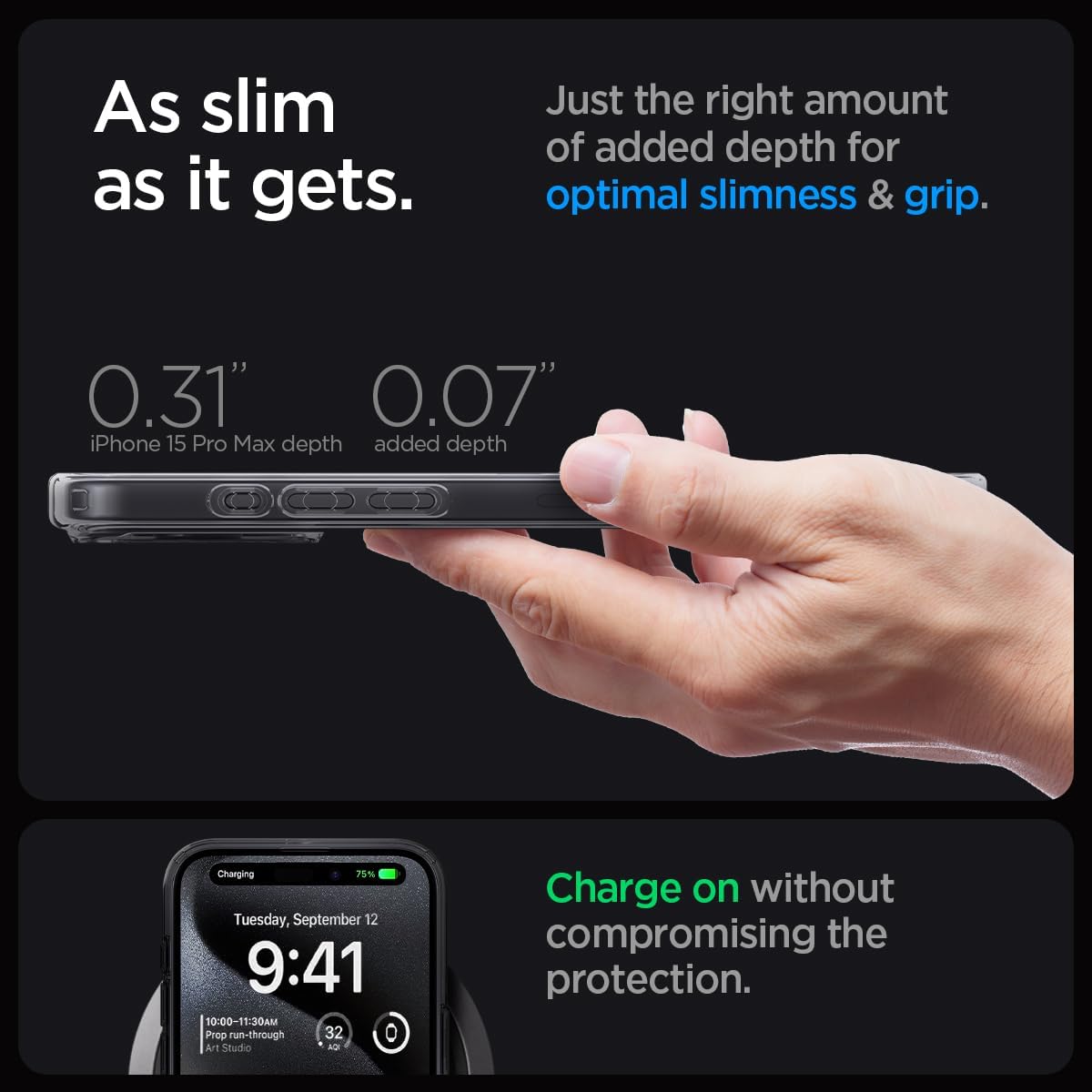 Spigen Ultra Hybrid MagFit Bundle Designed for iPhone 15 Pro Max Case and AirPods Pro 2nd Generation Case - Zero One