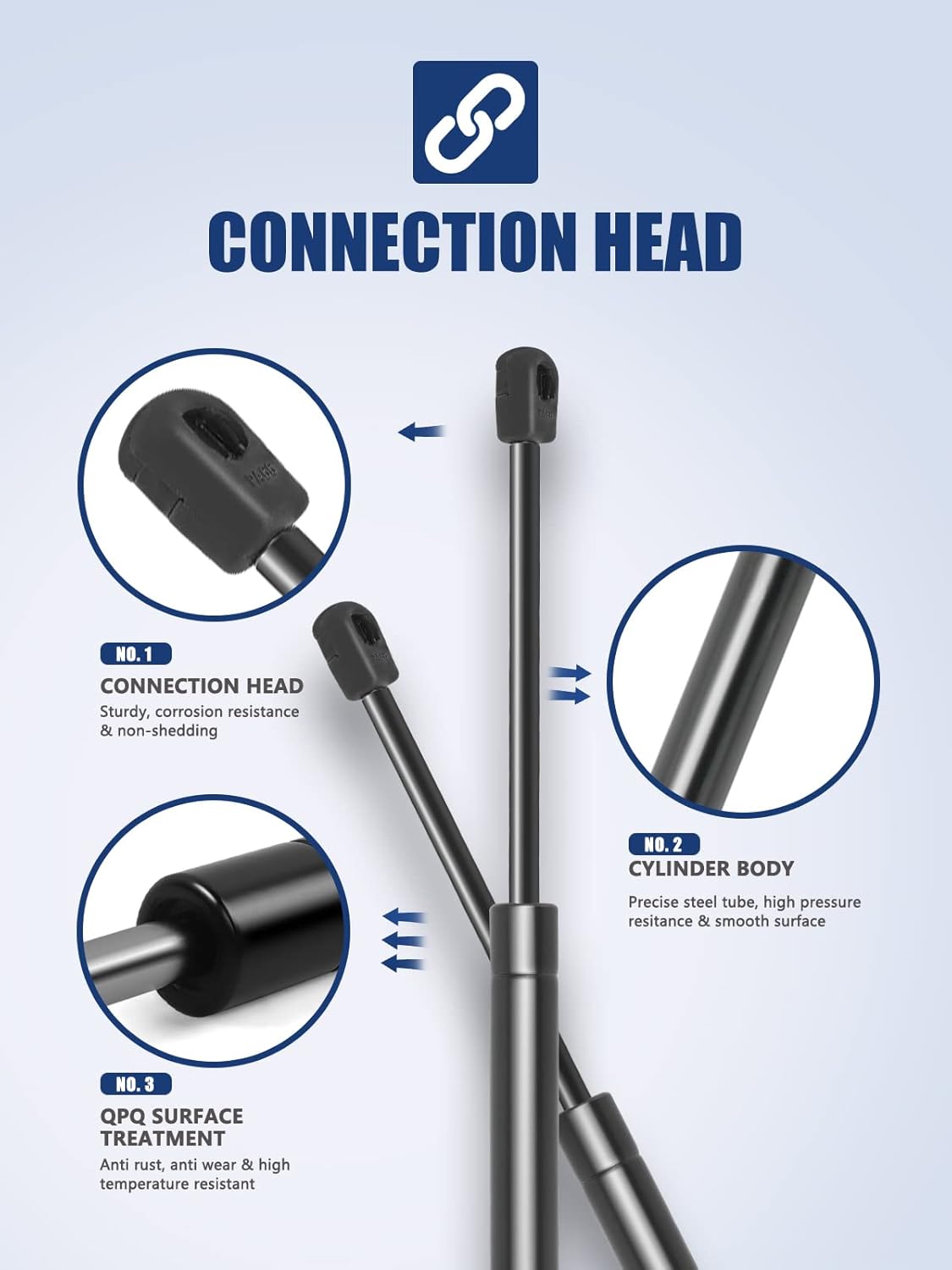OTUAYAUTO 20 inch Gas Strut - 178N/40Lbs C1608316 Universal Lift Support with Mounting Brackets for RV Side Door Motorhome Door Camper Shell Rear Window Tonneau Cover RV Door Bed Storage, 2PCS