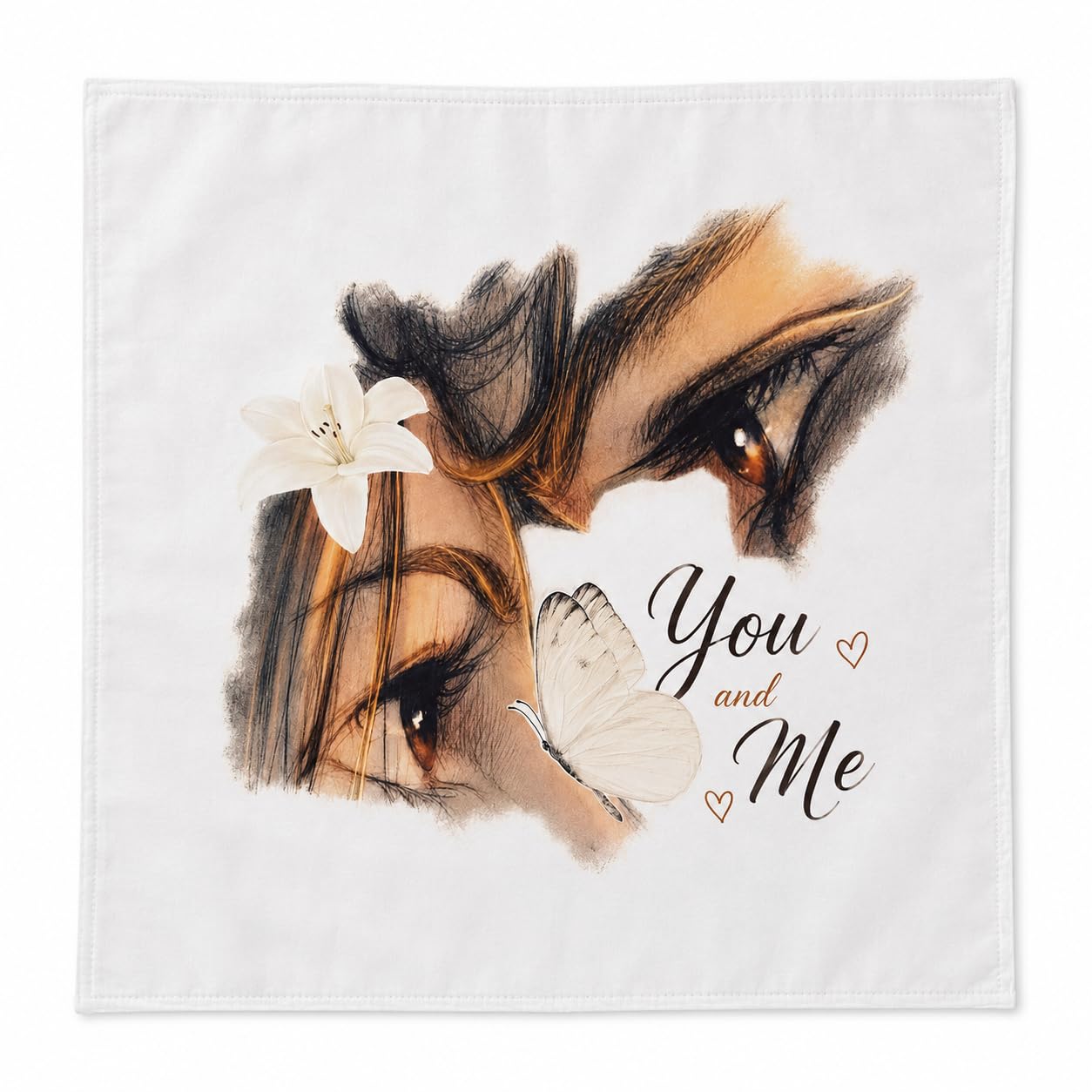 You and Me Printed White Handkerchief with Artistic Design-image-29