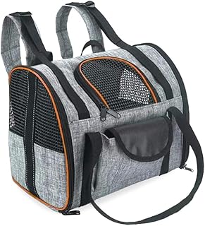 HEHUANG Porta Zaini per Gatti Zaino Trasparente per Cani Portabici per Animali Domestici Zaini per Animali Domestici da Viaggio ventilati, Grigio