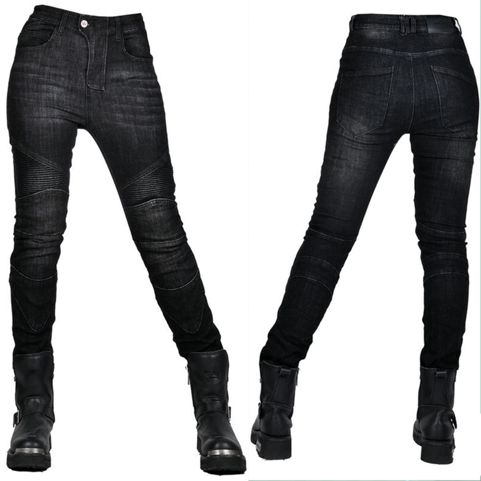 Femme Pantalon Moto,Jeans Moto Très Extensible Respirant Imperméable Randonnee Pantalon De Travail Cargo Racewear Protection Moto Pantalon avec 4 Protéger Pads Amovibles