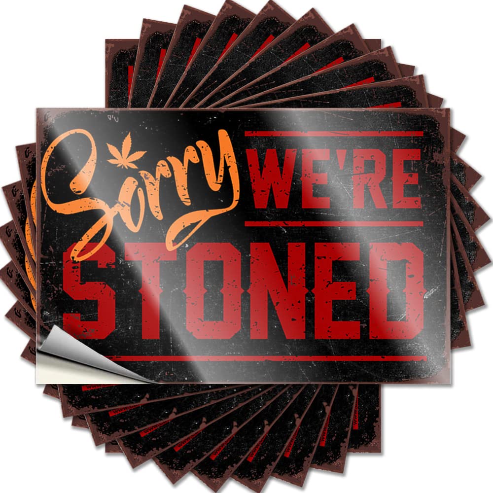Funny Bar Decor Cover Stickers | Sorry We're Stoned Golden for Bathroom Decor(6X9CM)