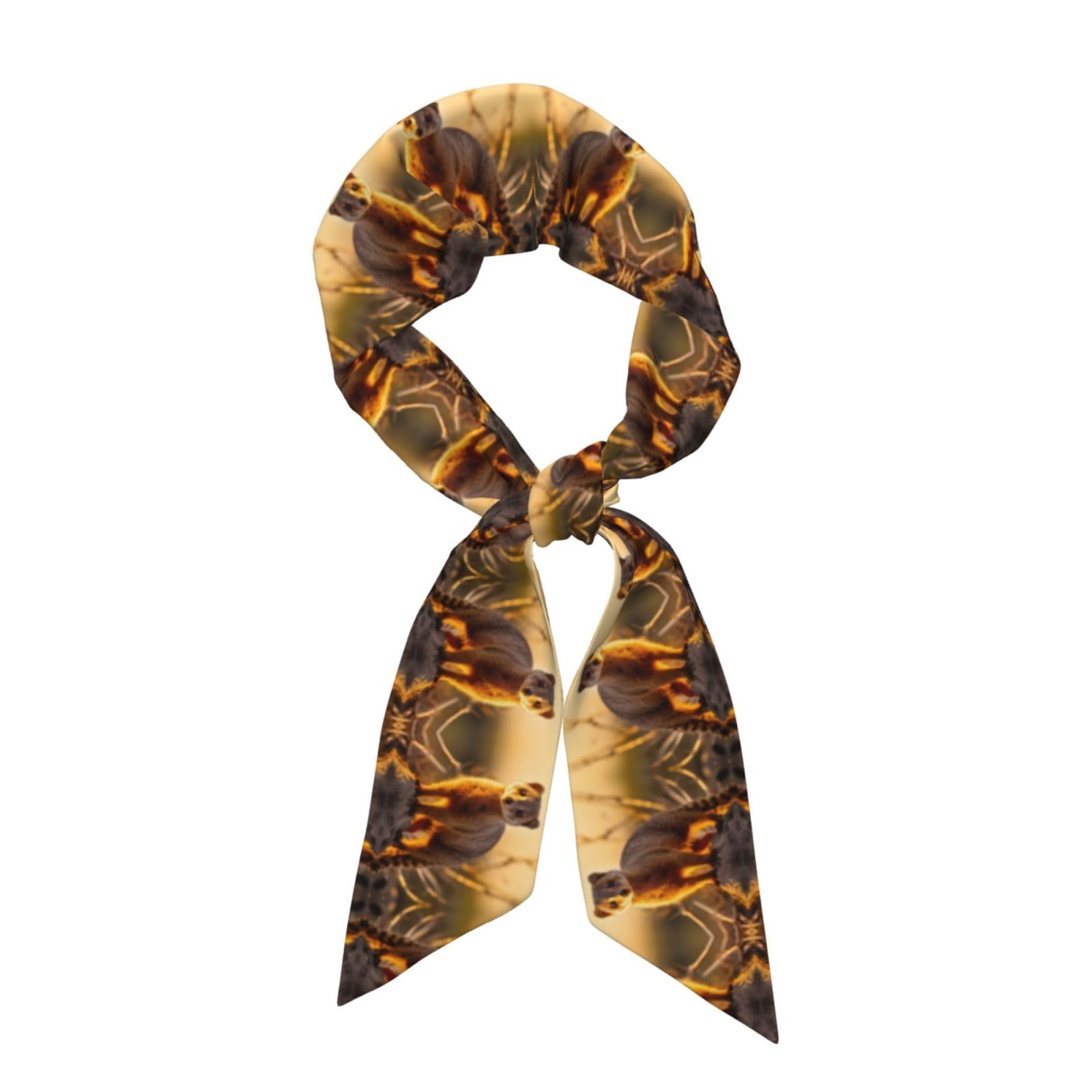 Yyhwhjde Women's Black Fashion Scarf Meerkats Picture Satin Headscarf Chic Tie, Hair Scarf, Wristband