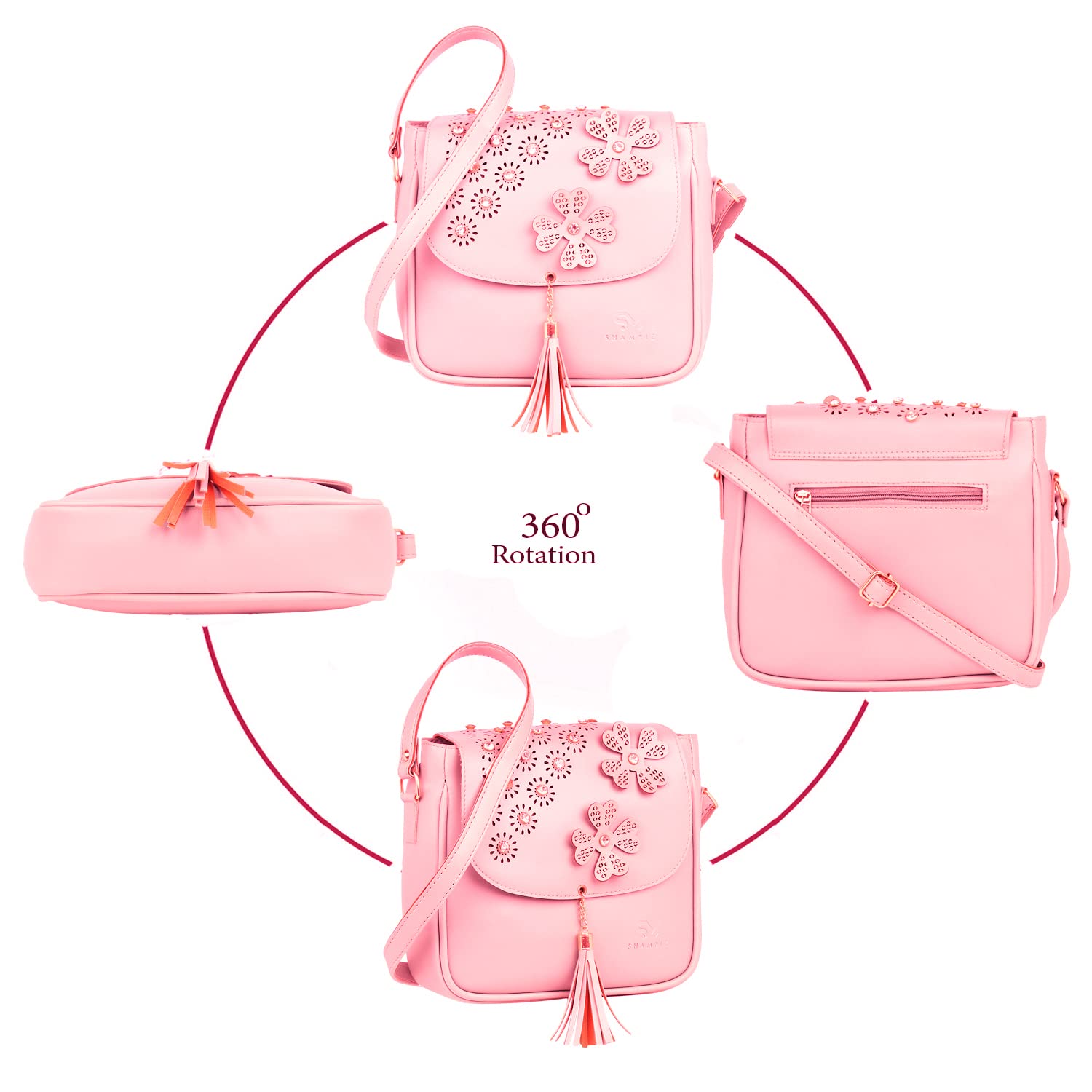 SHAMRIZ Women and Girls SLing Bag (Pink) 1