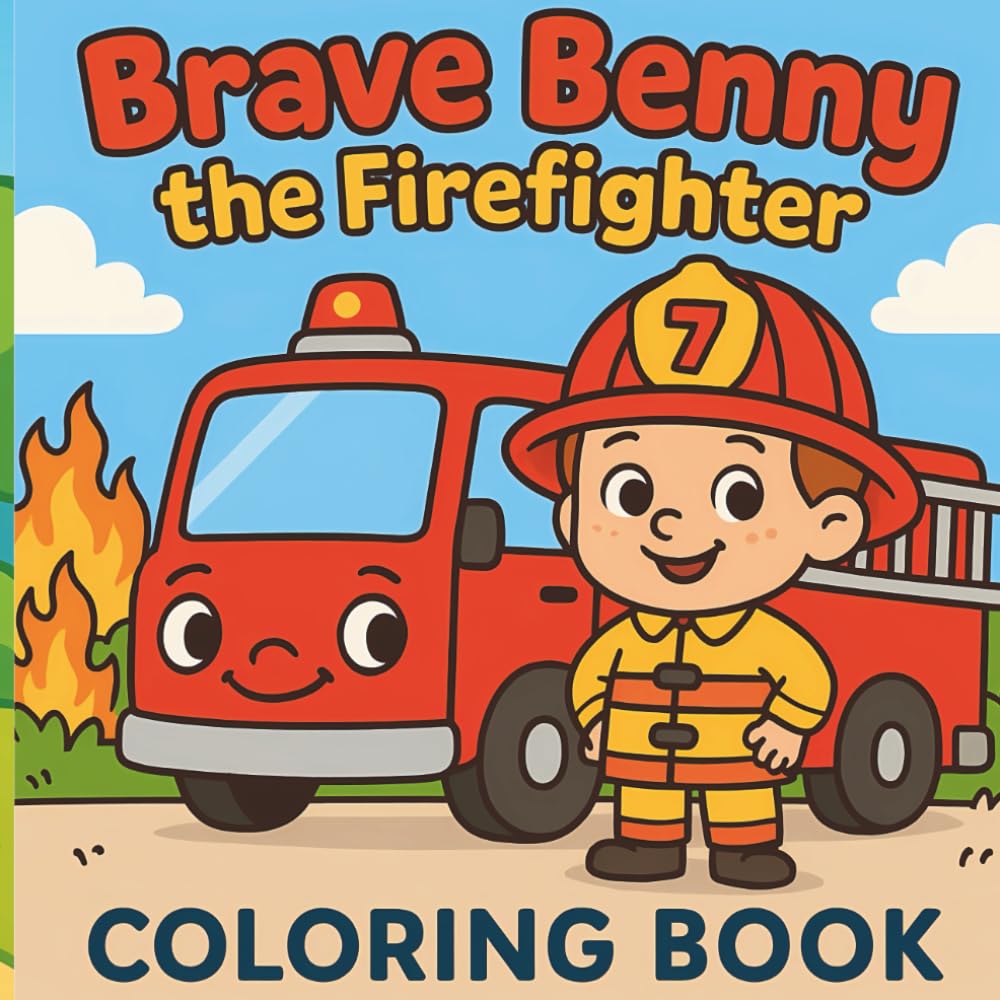 Brave Benny the Firefighter: A Fun & Easy Coloring Book for Kids Ages 3–8: Big Simple Firefighter Coloring Pages for Toddlers & Kids | Fire Trucks, ... Community Helpers, and Cute Rescue Adventures