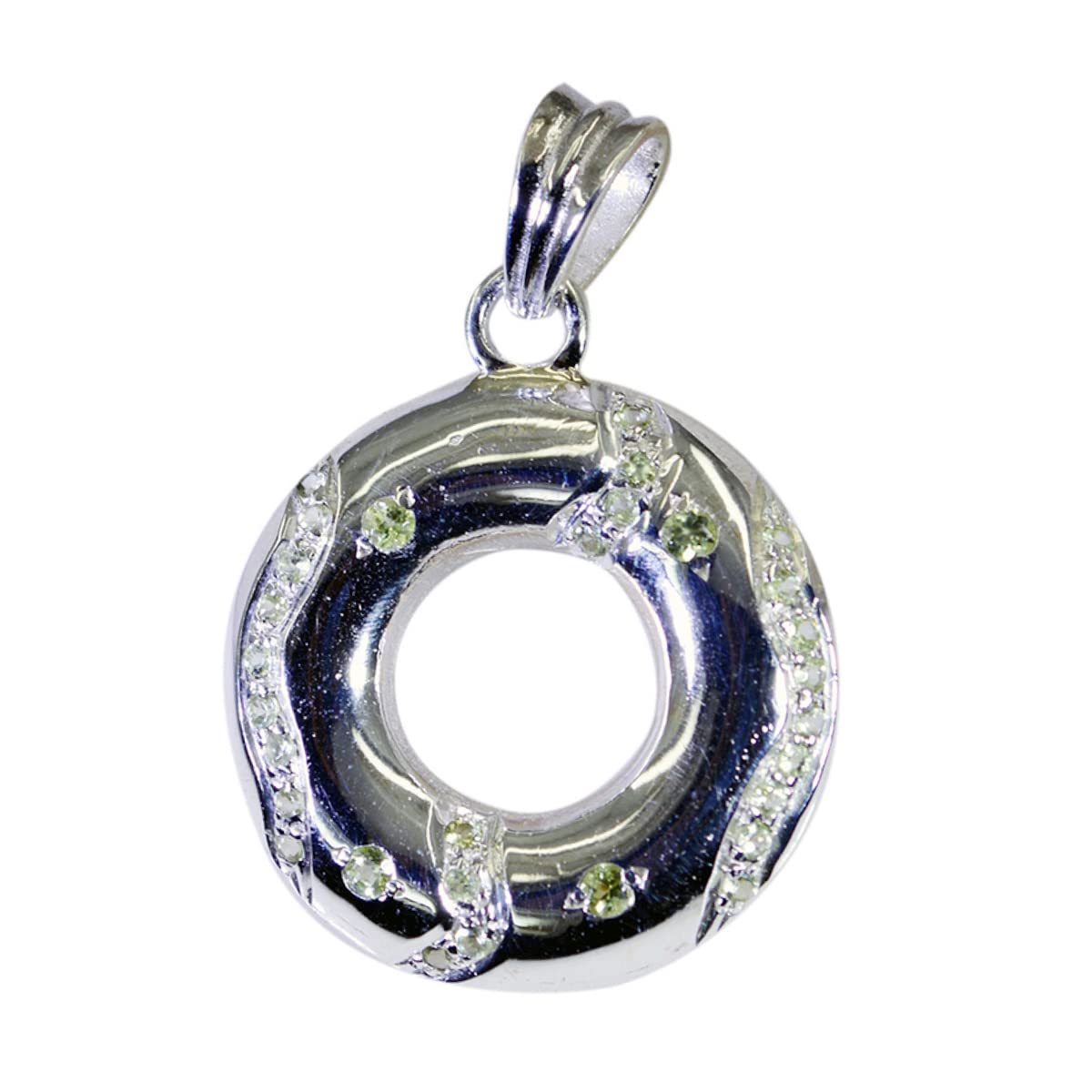 Ciondolo peridoto sfaccettato a forma rotonda con pietre preziose reali - 925 Peridoto verde argento vere pietre preziose per la casa regalo per la mamma