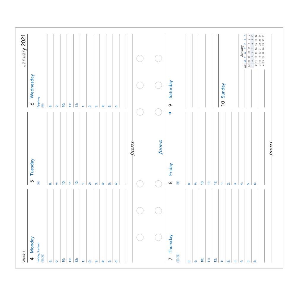 Filofax 2021, format personnel/personnel, semainier, horizontal, anglais (C68420–21) (C68420–2021).