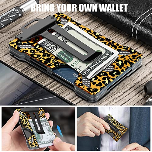 Image of Wallet For Men - Slim Aluminum Metal Money Clip, Leopard print