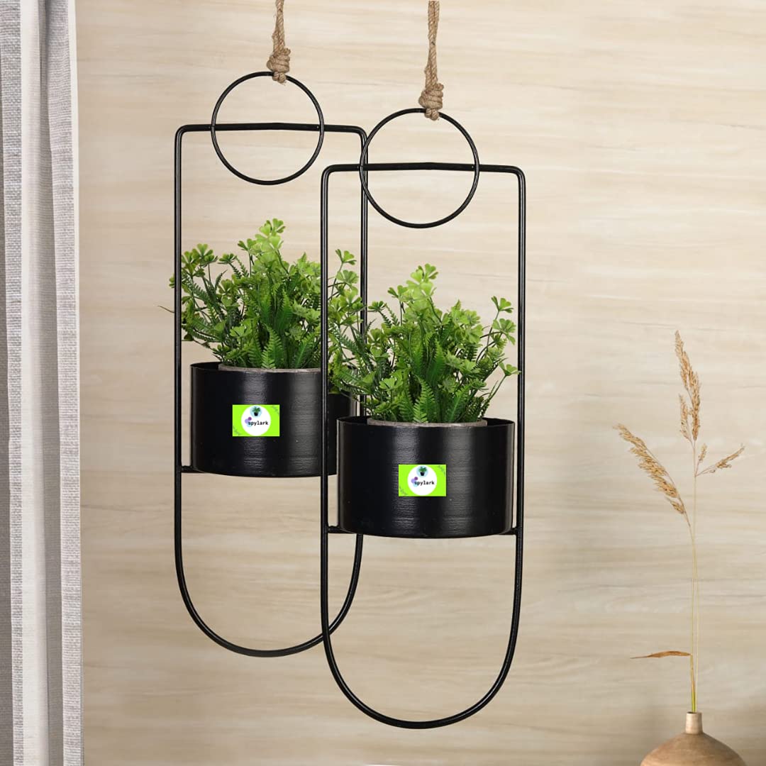 SPYLARKS™ Square Frame Hanging Metal Iron Flower Pot Stand with Metal Bucket Planter-(Black)-(Set of 2) (B099FJKT3R) Amazon Price History, Amazon Price Tracker