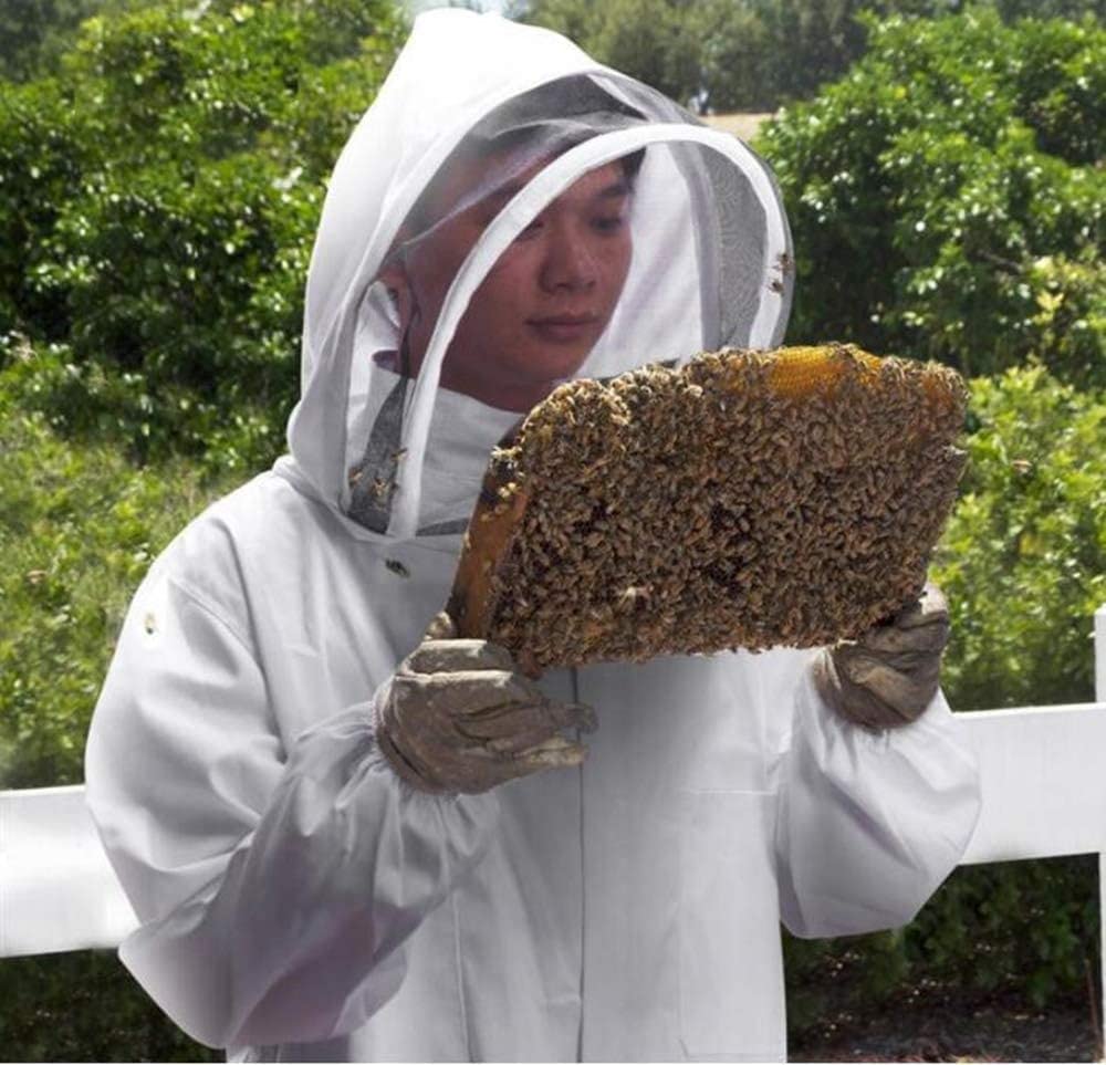 Ltbee Apicultor Traje De Mono Profesional Apicultor Traje Espacial Marrón con Velo Autoportante para Apicultores Incluye Guantes Protectores, Brown, XL