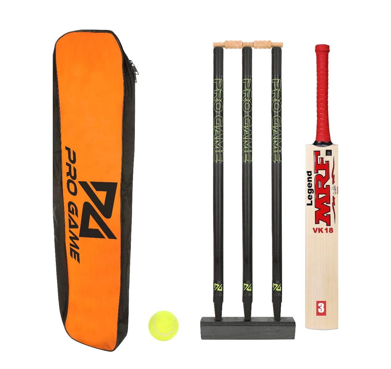 Pro Game MRF Cricket Kit -1Bat 3Wickets 2Bails 1Base 1Ball &1Kit Bag (Size 3 for 6-8Yr) Size -3 (B0CH4TSS8Q) Amazon Price History, Amazon Price Tracker